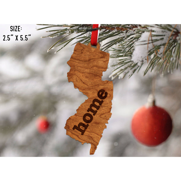 "Home" State Outline Cherry Ornament (Available In All 50 States ) Ornament Shop LazerEdge NJ - New Jersey Cherry 