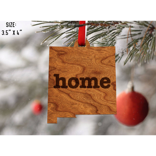"Home" State Outline Cherry Ornament (Available In All 50 States ) Ornament Shop LazerEdge NM - New Mexico Cherry 