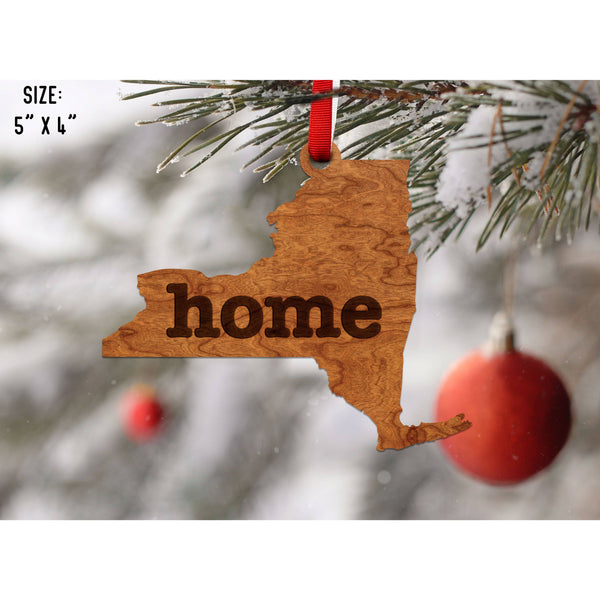 "Home" State Outline Cherry Ornament (Available In All 50 States ) Ornament Shop LazerEdge NY - New York Cherry 