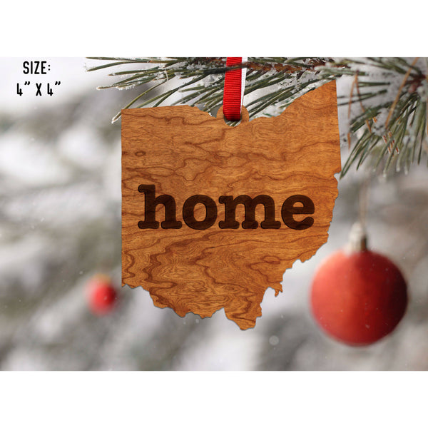 "Home" State Outline Cherry Ornament (Available In All 50 States ) Ornament Shop LazerEdge OH - Ohio Cherry 