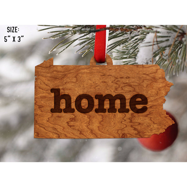 "Home" State Outline Cherry Ornament (Available In All 50 States ) Ornament Shop LazerEdge PA - Pennsylvania Cherry 