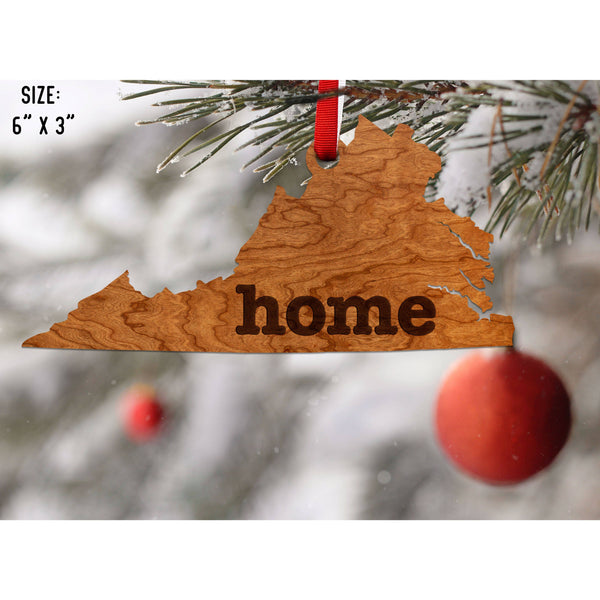 "Home" State Outline Cherry Ornament (Available In All 50 States ) Ornament Shop LazerEdge VA - Virginia Cherry 