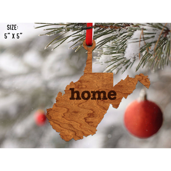 "Home" State Outline Cherry Ornament (Available In All 50 States ) Ornament Shop LazerEdge WV - West Virginia Cherry 