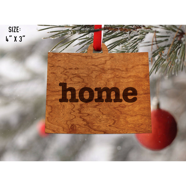 "Home" State Outline Cherry Ornament (Available In All 50 States ) Ornament Shop LazerEdge WY - Wyoming Cherry 