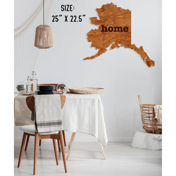 "Home" State Outline Wall Hanging (Available In All 50 States) Large Size Wall Hanging Shop LazerEdge AK - Alaska Cherry 