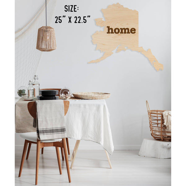 "Home" State Outline Wall Hanging (Available In All 50 States) Large Size Wall Hanging Shop LazerEdge AK - Alaska Maple 