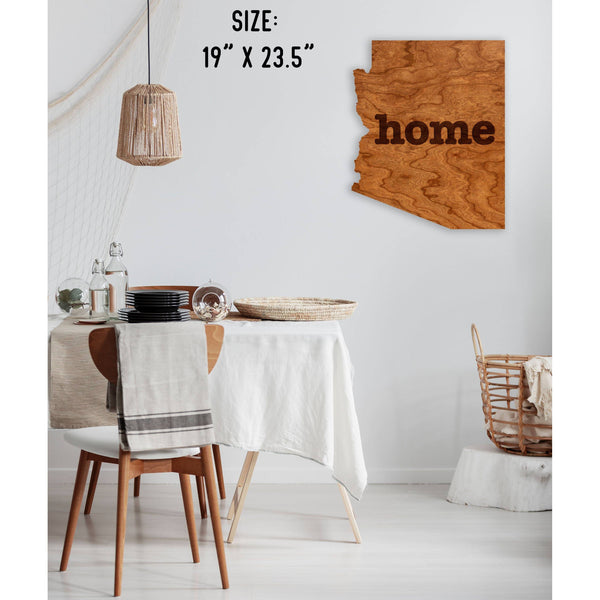 "Home" State Outline Wall Hanging (Available In All 50 States) Large Size Wall Hanging Shop LazerEdge AZ - Arizona Cherry 