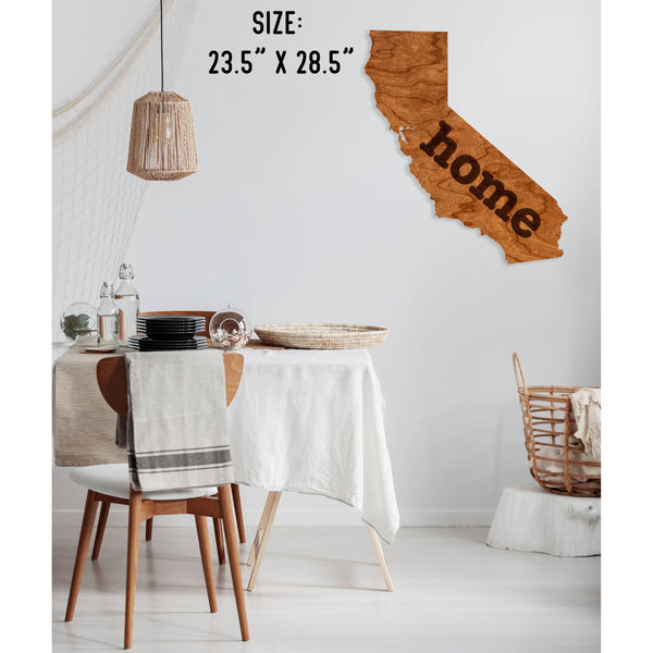 "Home" State Outline Wall Hanging (Available In All 50 States) Large Size Wall Hanging Shop LazerEdge CA - California Cherry 