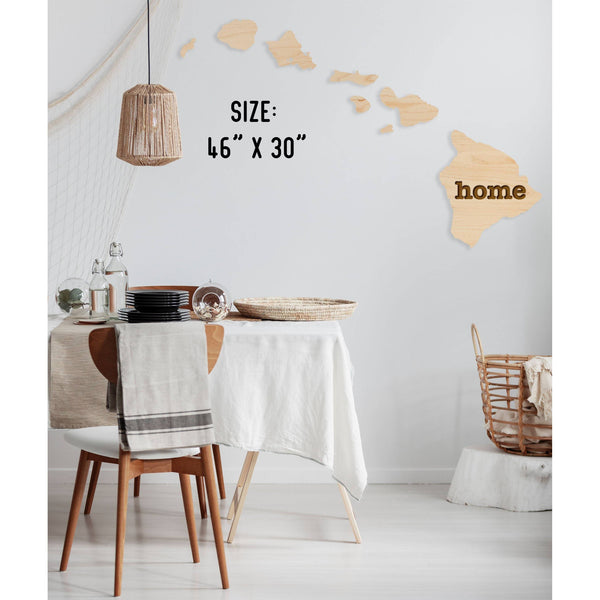 "Home" State Outline Wall Hanging (Available In All 50 States) Large Size Wall Hanging Shop LazerEdge HI - Hawaii Maple 