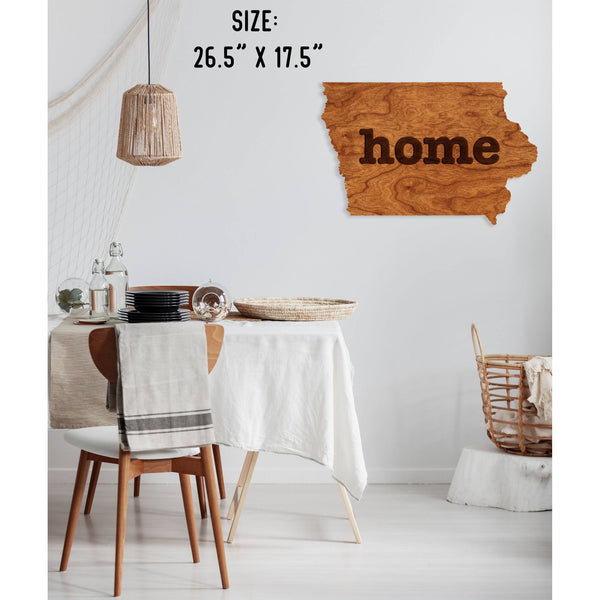 "Home" State Outline Wall Hanging (Available In All 50 States) Large Size Wall Hanging Shop LazerEdge IA - Iowa Cherry 