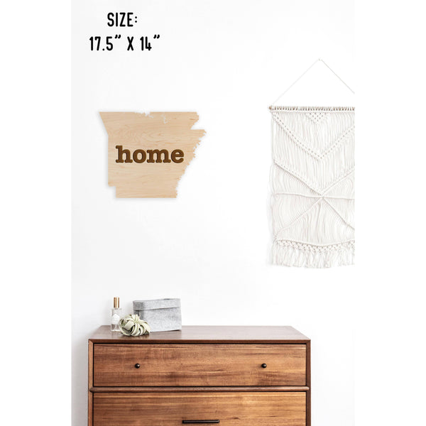 "Home" State Outline Wall Hanging (Available In All 50 States) Wall Hanging Shop LazerEdge AR - Arkansas Maple 