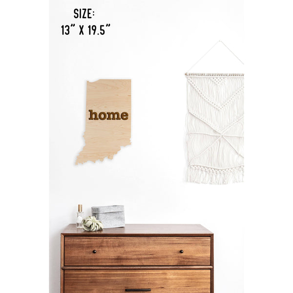"Home" State Outline Wall Hanging (Available In All 50 States) Wall Hanging Shop LazerEdge IN - Indiana Maple 