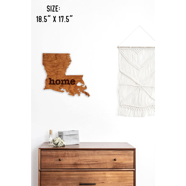 "Home" State Outline Wall Hanging (Available In All 50 States) Wall Hanging Shop LazerEdge LA - Louisiana Cherry 