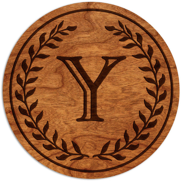 Letter Initial Coasters (First or Last Name) Coaster Shop LazerEdge Y Cherry Wood (Darker) 