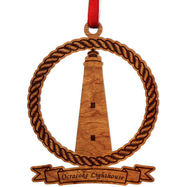 Lighthouse Ornament - Ocracoke Lighthouse Ornament LazerEdge Cherry 