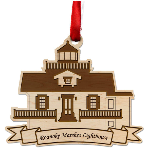 Lighthouse Ornament - Roanoke Marshes Ornament LazerEdge Maple 