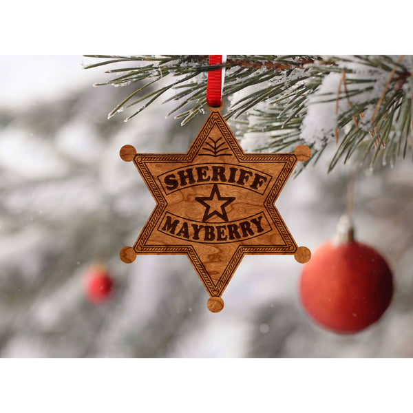 Mayberry Ornaments Shop LazerEdge Cherry Mayberry Sheriff Badge 