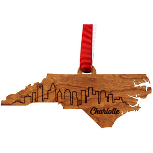 NC City Ornament (Available in Various NC Cities) Ornament LazerEdge Cherry Charlotte 