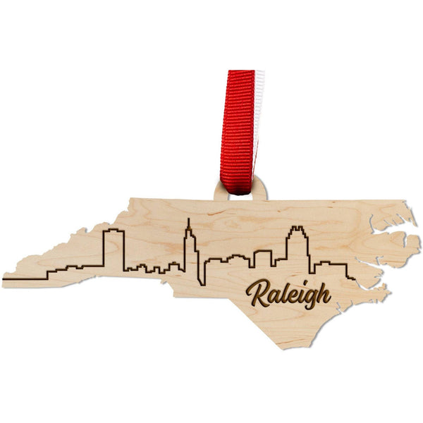 NC City Ornament (Available in Various NC Cities) Ornament LazerEdge Maple Raleigh 