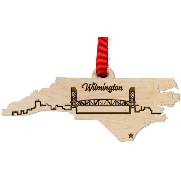 NC City Ornament (Available in Various NC Cities) Ornament LazerEdge Maple Wilmington 