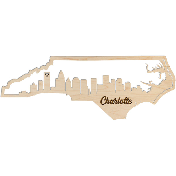 North Carolina City Wall Hanging (Various Cities Available) Wall Hanging LazerEdge Charlotte Large Maple