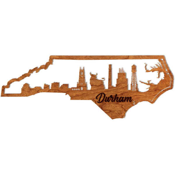 North Carolina City Wall Hanging (Various Cities Available) Wall Hanging LazerEdge Durham Large Cherry