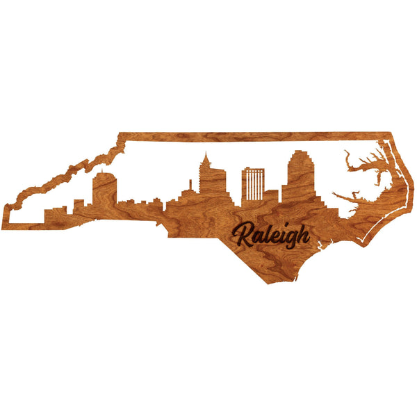 North Carolina City Wall Hanging (Various Cities Available) Wall Hanging LazerEdge Raleigh Large Cherry