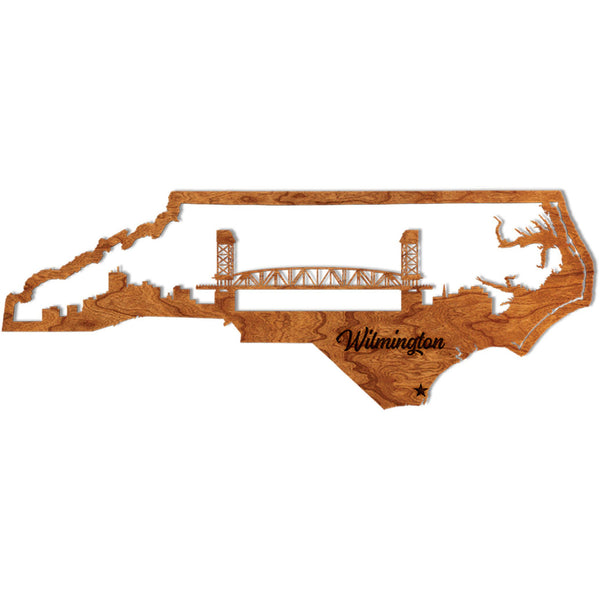 North Carolina City Wall Hanging (Various Cities Available) Wall Hanging LazerEdge Wilmington Large Cherry