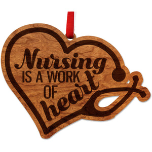Nurse Ornaments Ornament LazerEdge Cherry Nursing is a Work of Heart 
