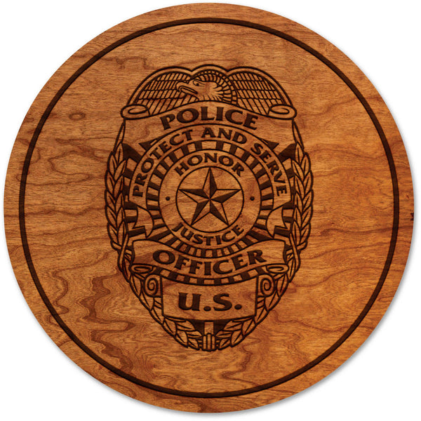 Police Coasters Shop LazerEdge Cherry Police Officer Badge 2 
