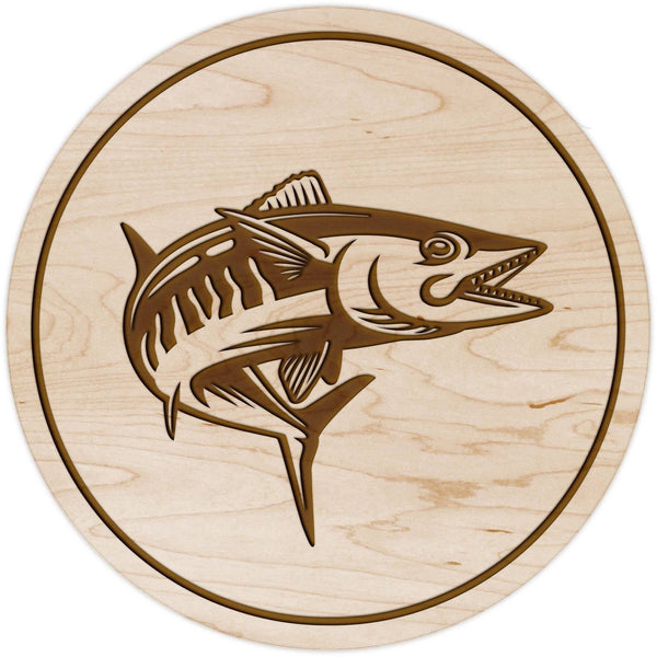 Salt Water Fish Coaster - Crafted from Cherry or Maple Wood Coaster LazerEdge Maple Wahoo 
