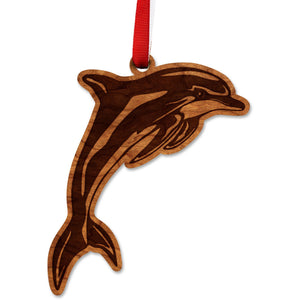 Sea-Life Animals Ornament - Crafted from Cherry or Maple Wood - Various Animals Available Ornament LazerEdge Cherry Dolphin 