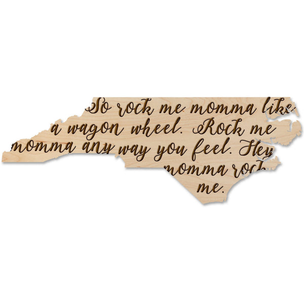 Song Lyrics North Carolina Wall Hanging - Crafted from Cherry or Maple Wood - Multiple Designs Available Wall Hanging LazerEdge Standard Wagon Wheel Maple