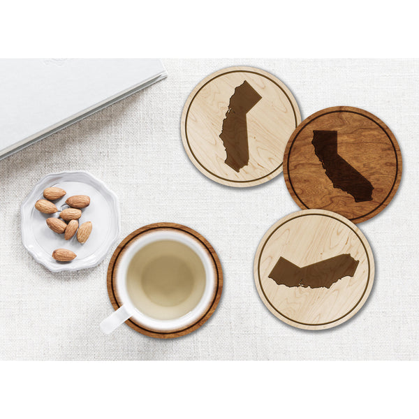 State Outline Coaster (Available In All 50 States) Coaster Shop LazerEdge CA - California Cherry 