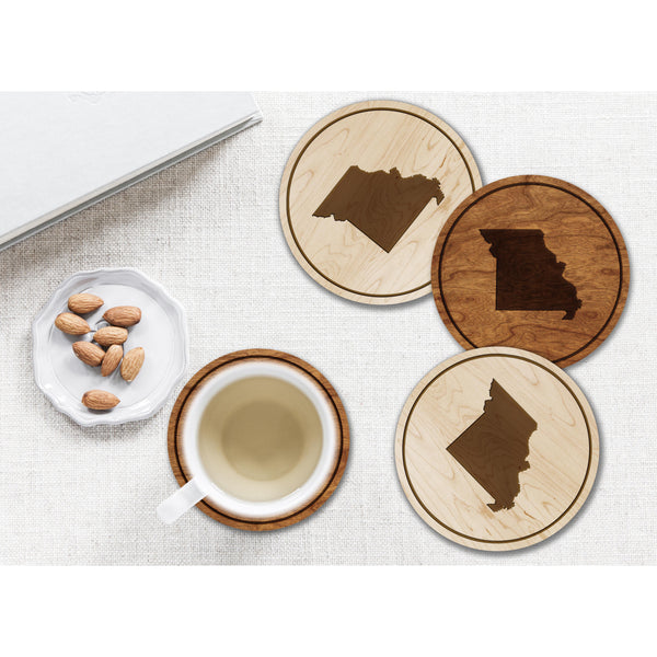 State Outline Coaster (Available In All 50 States) Coaster Shop LazerEdge MO - Missouri Cherry 