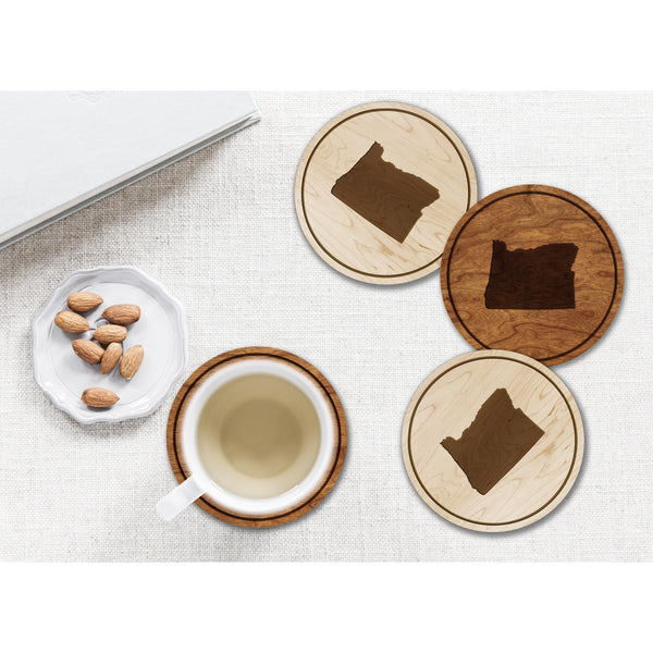 State Outline Coaster (Available In All 50 States) Coaster Shop LazerEdge OR - Oregon Cherry 