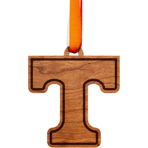 University of Tennessee Ornament – Crafted from Cherry or Maple Wood – The University of Tennessee Knoxville (UT) Ornament LazerEdge Cherry T Outline 