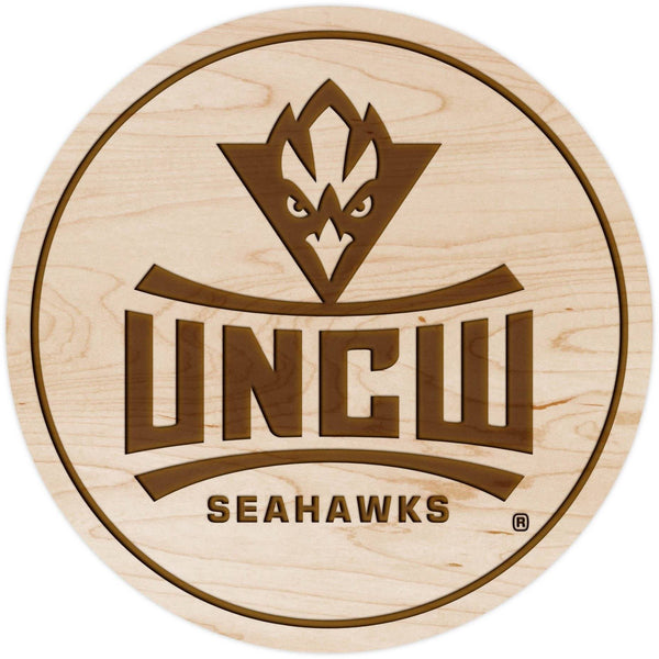 UNCW Seahawks Coaster Athletic Logo Coaster LazerEdge Maple 