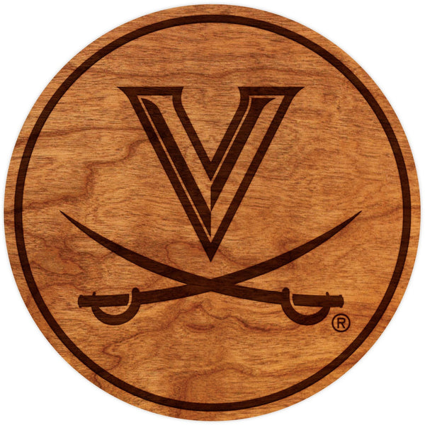 UVA Cavaliers Coaster - Crafted from Cherry and Maple Wood Coaster LazerEdge Cherry 