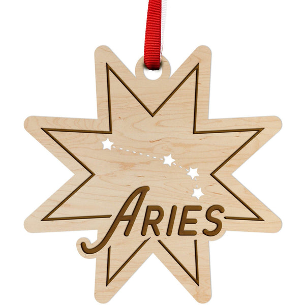 Zodiac Ornament - Aries Ornament LazerEdge Maple 