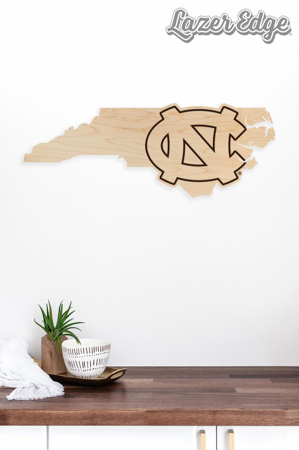University of North Carolina Interlocked NC on State Wall Hanging – Crafted from Cherry and  Maple Wood - UNC Tarheels