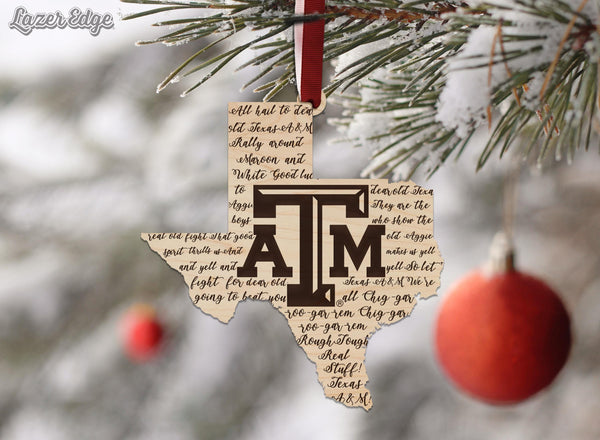 Texas A&M University Fight Song Ornament – Crafted from Cherry and Maple Wood – Texas A and M Aggies