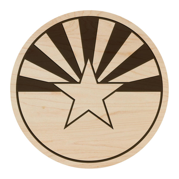 Arizona State Flag Coaster - Crafted from Cherry or Maple Wood