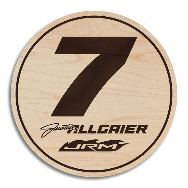Justin Allgaier #7 Wooden Coaster  | Crafted from Cherry and Maple Wood | Made in USA | Officially Licensed by JR Motorsports