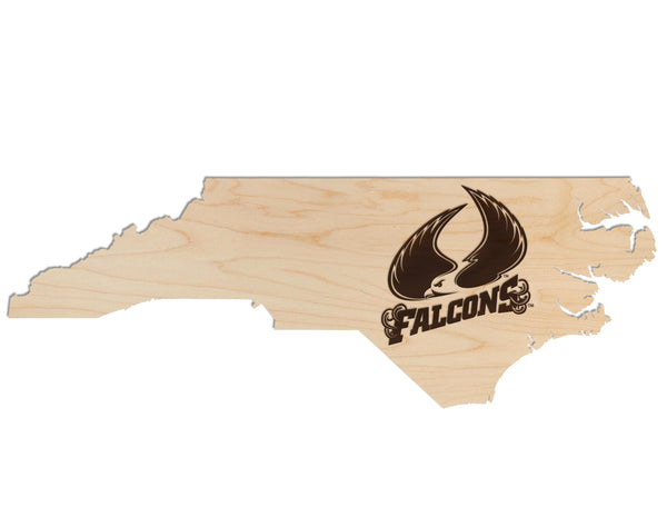 Saint Augustine's University Falcons on State Wall Hanging - Crafted from Cherry or Maple Wood -  SAU Falcons