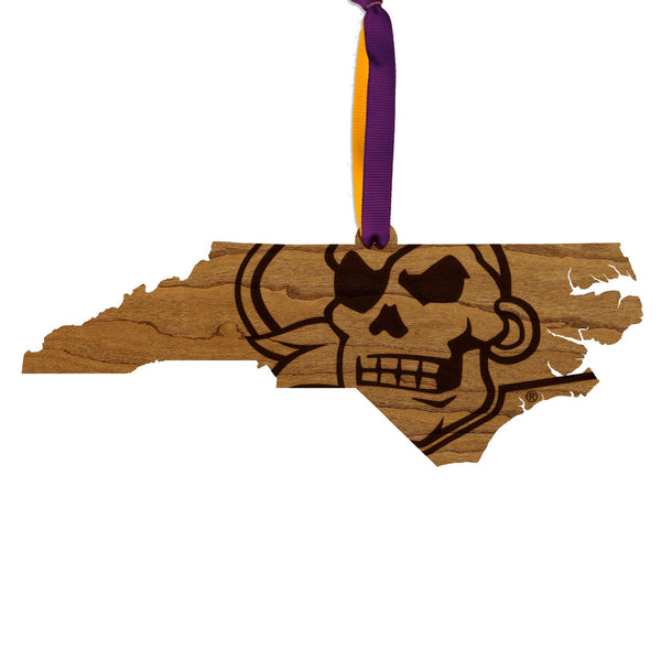 East Carolina University Pirate State of Mind Ornament – Crafted from Cherry and Maple Wood –ECU Pirates