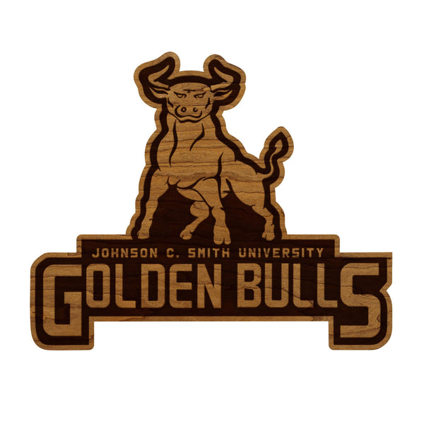 Johnson C. Smith University Golden Bulls Wall Hanging - Crafted from Cherry or Maple Wood -  Johnson C. Smith Golden Bulls