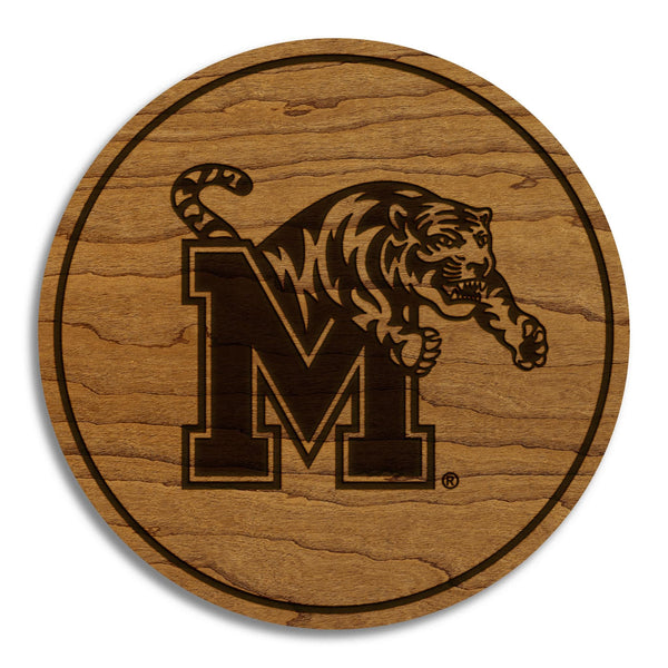 University of Memphis Block M Coaster – Crafted from Cherry or Maple Wood – Memphis Tigers