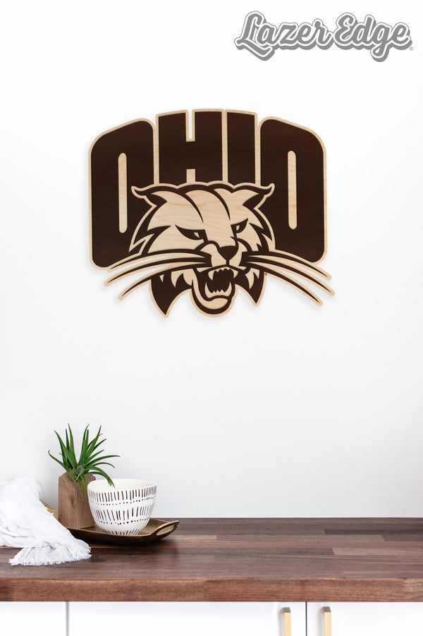 Ohio University Bobcats Wall Hanging - Crafted from Cherry or Maple Wood - Ohio Bobcats