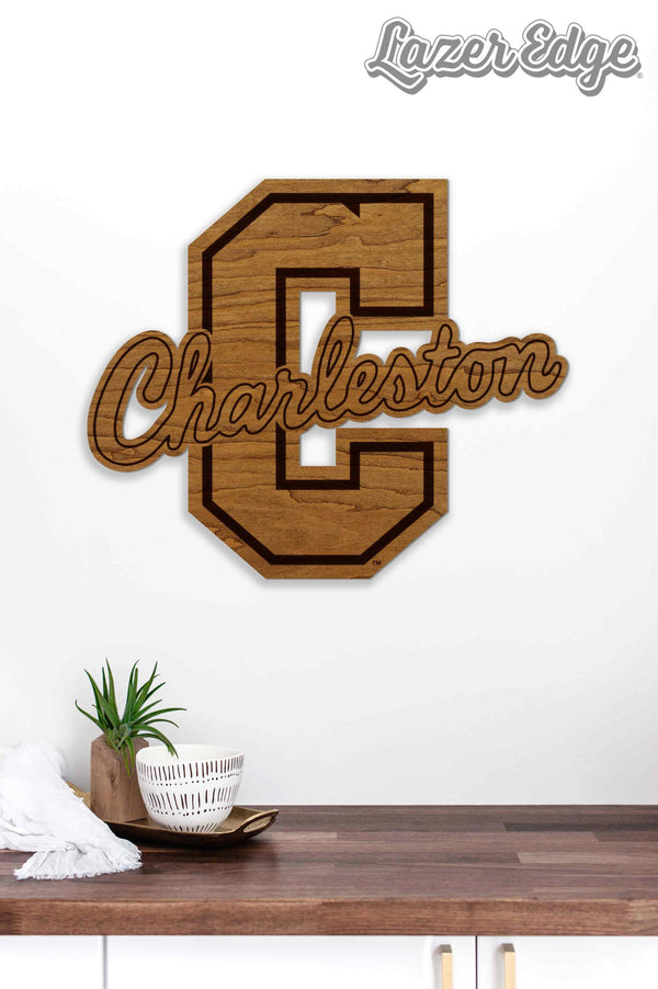 College of Charleston Logo Cutout Wall Hanging - Crafted from Cherry or Maple Wood - Charleston Cougars
